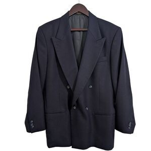 The Territory Ahead Navy Double Breasted Blazer - Wool & Silk blend Italian 40R